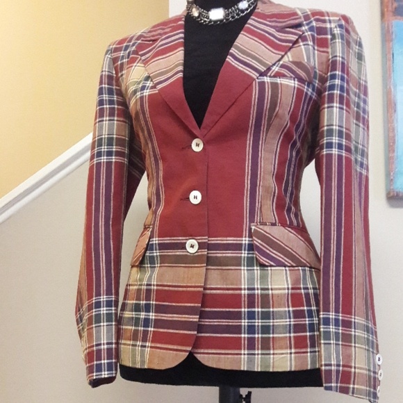 Vintage/ Jones New York/ Plaid Blazer - Picture 6 of 8